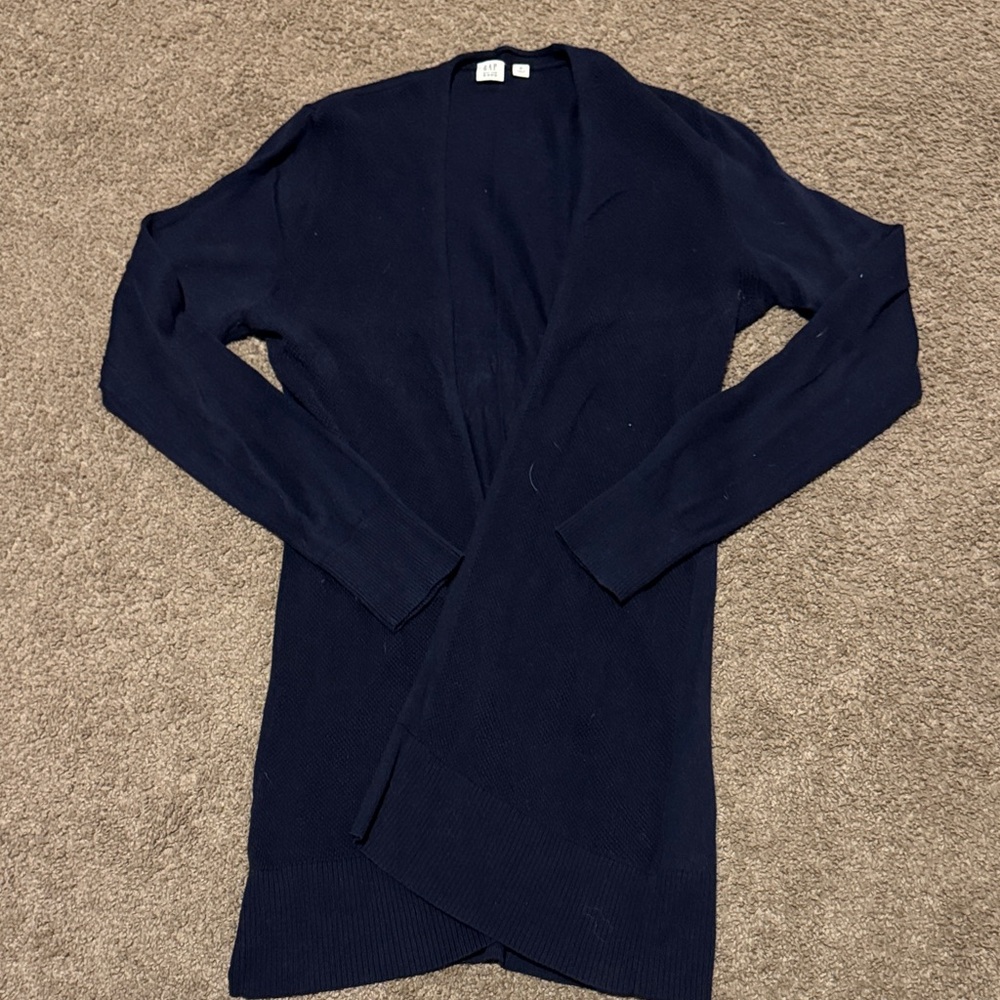 GAP Navy Open-Front Long Cardigan Sweater